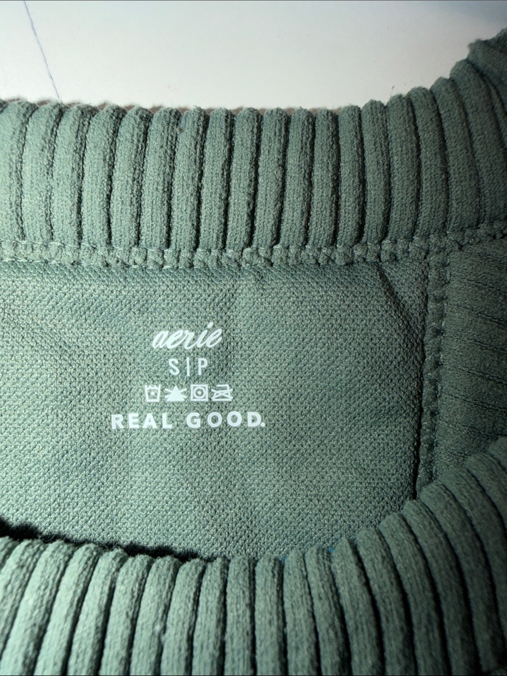 Aerie Ribbed High Neck Tank Crop Top - Olive Green - Picture 4 of 6